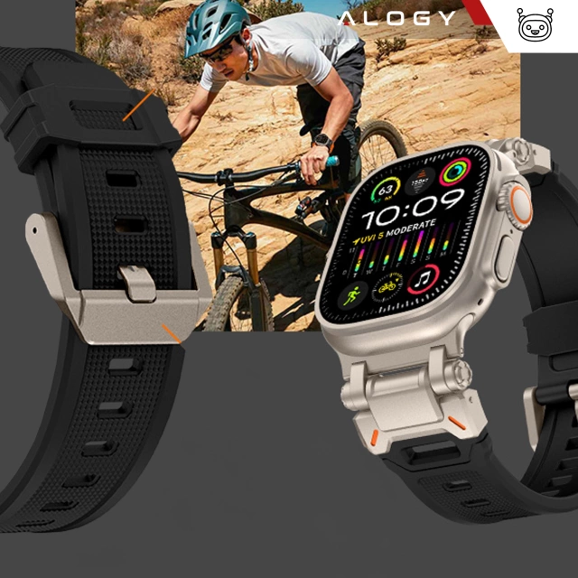 Alogy Luxusný kovový remienok na náramok TPU pre Apple Watch 42/44/45/49 mm čierny