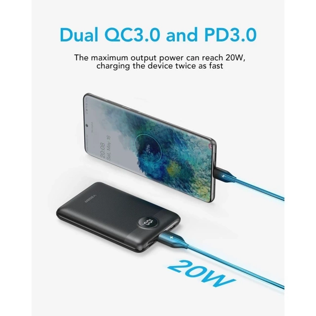 Powerbank Bateria zewnętrzna (POWER BANK) VEGER S11 - 10 000mAh LCD Quick Charge PD 22,5W czarny (W1140)