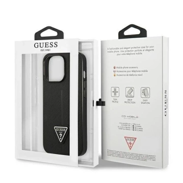 Etui Guess GUHCP14LPSATLK do Apple iPhone 14 Pro 6,1" czarny/black hardcase SaffianoTriangle Logo