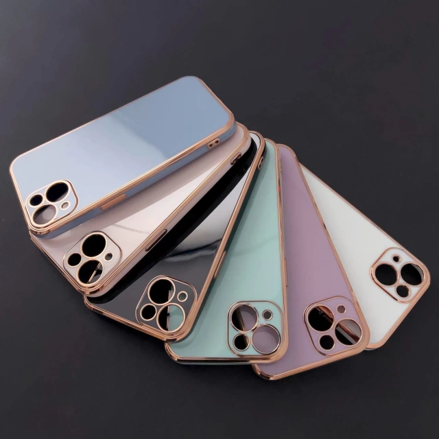 Рожевий гелевий чохол Lighting Color Case для iPhone 12 Pro із золотою рамкою