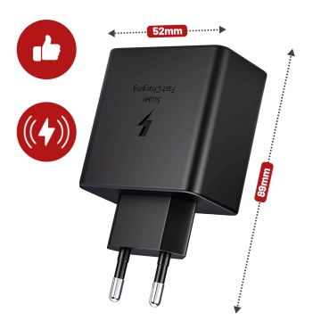 USB-C typ C PD Premium nástenná nabíjačka rýchla 45 W 3A kábel typu C 1M Alogy čierna
