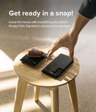 Flipové kožené puzdro Ringke Folio Signature pre Samsung Galaxy S22 (S22 Plus) čierne (FSS118R262)