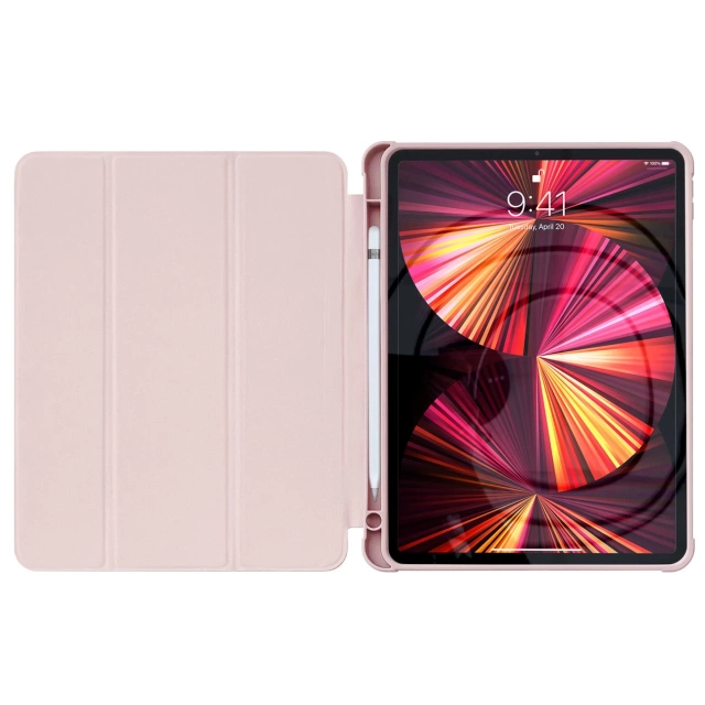 Stand Tablet Case etui Smart Cover pokrowiec na iPad Pro 12.9 2020 / 2021 / 2022 / iPad Air 13 2024 z funkcją podstawki różowy