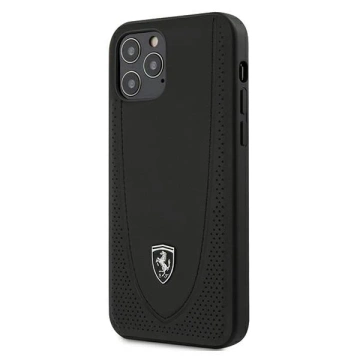 Obal na telefón Ferrari iPhone 12/12 Pro 6,1" čierny/čierny pevný obal Off Track Perforated