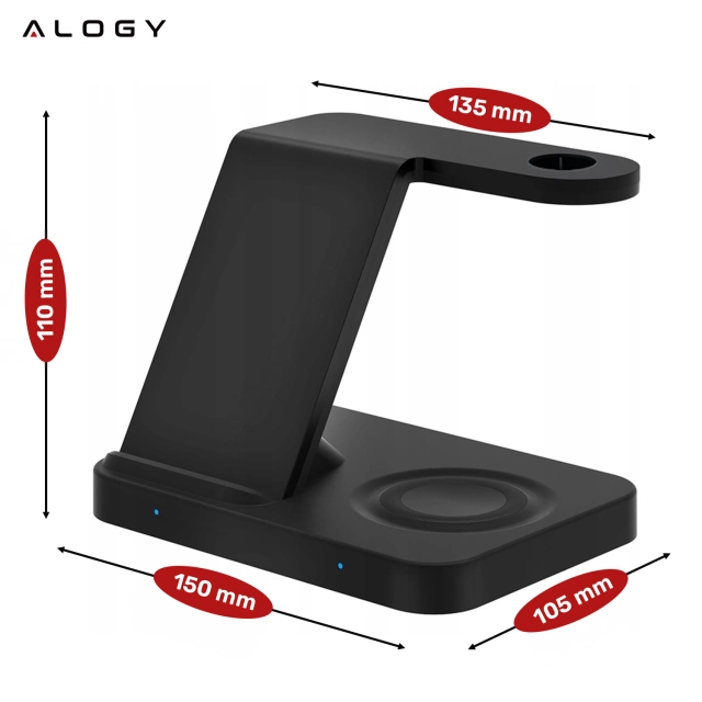 Qi 15W inductive charger for iPhone Apple AirPods wireless 2in1 Docking station Black