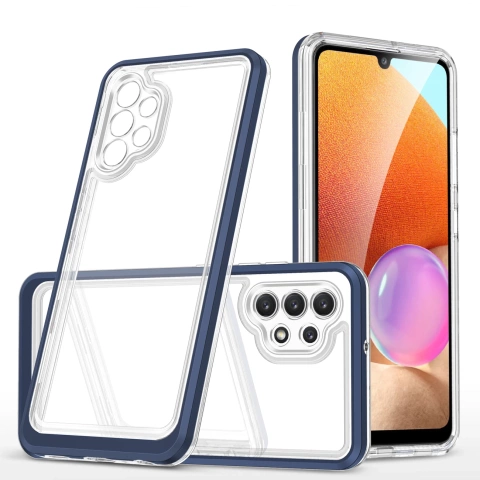 Priehľadné puzdro 3v1 pre Samsung Galaxy A72 4G Frame Gel Cover Blue