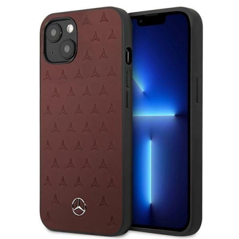 Mercedes MEHCP13MPSQRE protective case for Apple iPhone 13 6.1" red/red hardcase Leather Stars Pattern