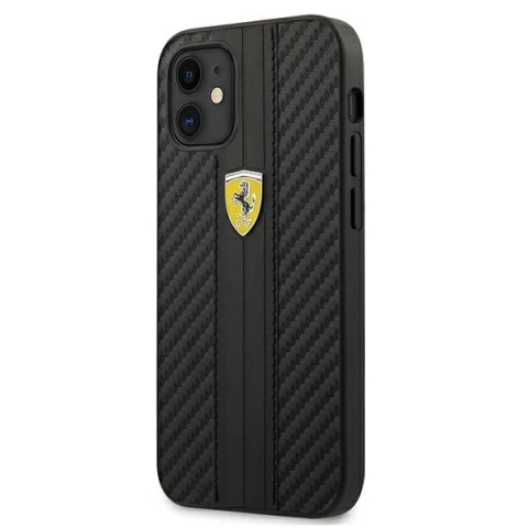 Etui na telefon Ferrari iPhone 12 mini 5,4" czarny/black hardcase On Track PU Carbon