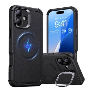Puzdro Cyber ​​​​Tough HaloLock MagSafe ESR so stojanom pre iPhone 16, čierne