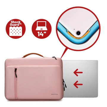 Torba wodoodporna Bange na laptopa do 14" – pojemna i wygodna, odporna i oddychająca, miejska i podróżna do pracy i samolotu, unisex – Różowa