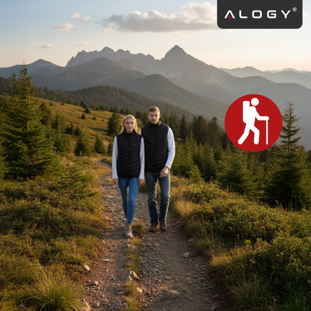 Kamizelka grzewcza z 28 strefami – 4-stopniowa regulacja temperatury, zasilanie USB, idealna na zimę i aktywności outdoor – Alogy ThermoVest™ Czarna (M)