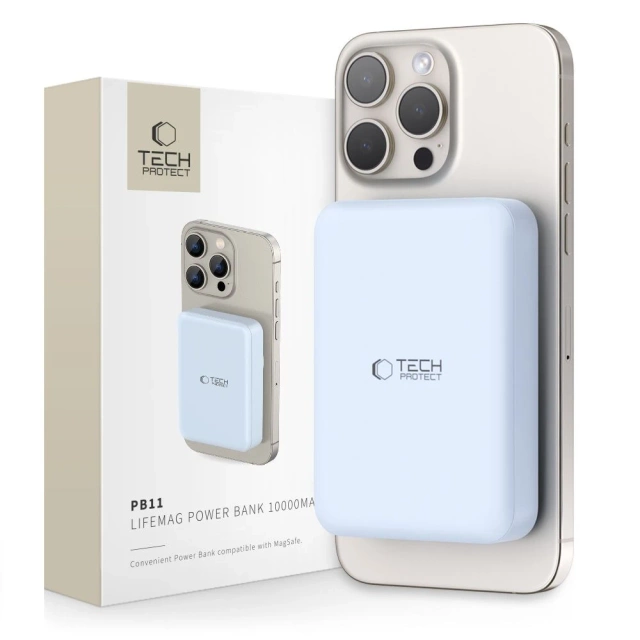 Magnetic Power Bank PB11 Lifemag Magsafe Power Bank 10000 mAh Blue