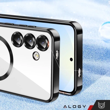 Luxusné puzdro Alogy LuxeShield™️ Glamour s krúžkom a krytom fotoaparátu pre Samsung Galaxy S25 Plus, čierne