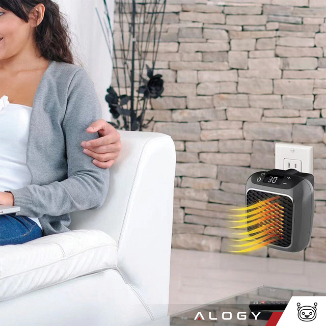 Výkonný mini elektrický ohřívač Farelka ventilátorový ohřívač pro zásuvkový kontakt Pilot 800W ohřívač ohřívač EU Alogy šedá