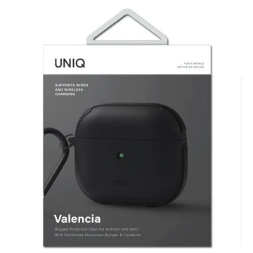 UNIQ Schutzhülle für Kopfhörer Valencia Case für Apple AirPods 3 schwarz/mitternachtsschwarz Antimikrobiell