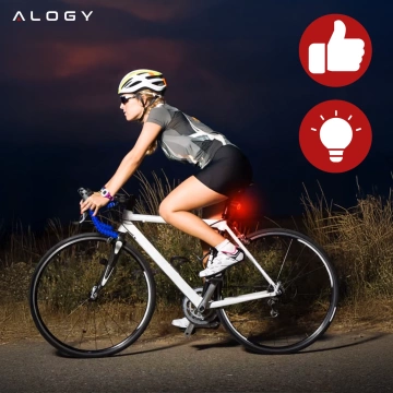 Zadné svetlo na bicykel na zadnú časť bicykla LED osvetlenie zadné svetlo červené hliníkové vodeodolné IPX4 50lm Alogy