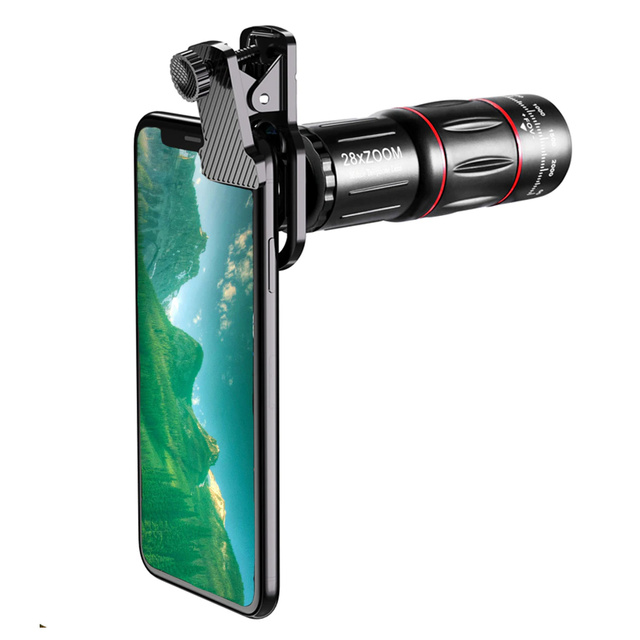 Teleskop s objektivem Telescope Spotting Scope Alogy Stativ Monokulární stativ s 28x zoomem Držák telefonu černý