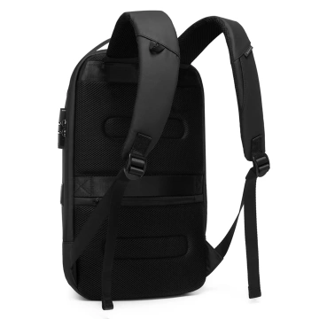 Bange wasserdichter Rucksack für 15,6-Zoll-Laptop, Stadtreisender, 45 x 30 x 16 cm, für Arbeit, Flugzeug, Herren, Damen, mit USB-Anschluss Schwarz