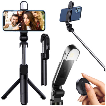 Držák Alogy Wireless Selfie Stick Bluetooth skládací stativ Mini telefon stativ s LED lampou