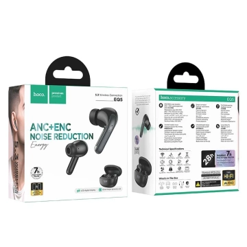 HOCO TWS ANC ENC EQ5 Kabellose Bluetooth-Kopfhörer mit Ladehülle, Schwarz