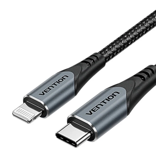 Зарядний пристрій GaN Vention USB-C 20W USB-C - Lightning кабель 1 м сірого кольору