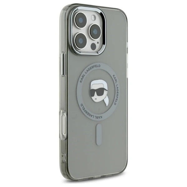 Karl Lagerfeld pouzdro pro iPhone 16 Pro Max 6,9" MagSafe černé pevné pouzdro IML Metal Karl Head