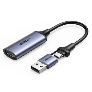 Адаптер Ugreen CM489 HDMI - USB-A/USB-C Grabber 1080p 30Hz сірий