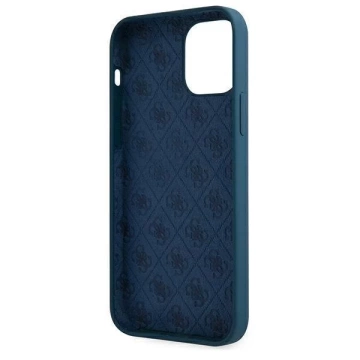 Guess GUHCP12LLSLMGBL iPhone 12 Pro Max 6,7" niebieski/modré pevné puzdro Metal Logo Script