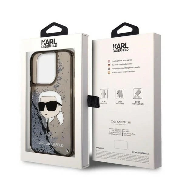 Etui Karl Lagerfeld KLHCP14XLNKHCK pro iPhone 14 Pro Max 6,7" pevný obal Glitter Karl Head černý/černý