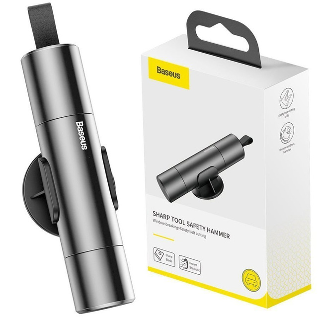 Baseus 2v1 kladivový rozbíjač skla s nožom na rezanie bezpečnostných pásov