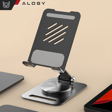 Holder Stand Tablet Stand Phone 12.9 Desktop Swivel Adjustable 360 ​​Desktop Aluminum Alogy Black