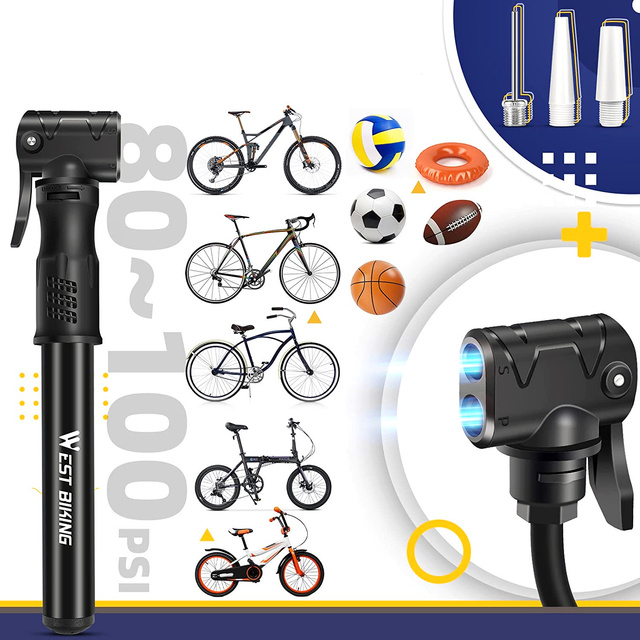 Aluminium-Fahrradpumpe Alogy Mini-Fahrradpumpe 100 psi mit Griff Schwarz