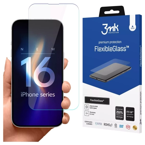 Netrieštivé hybridné sklo pre Apple iPhone 16 Plus 3mk FlexibleGlass ochranné sklo na displej Glass 7h
