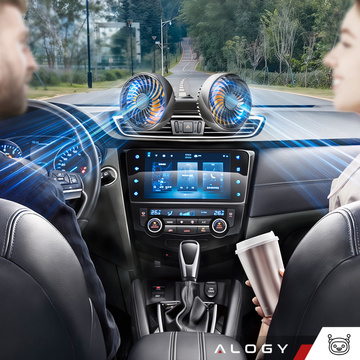 Double fan car fan for cockpit adjustable silent for cigarette lighter for Alogy Car 12V Black
