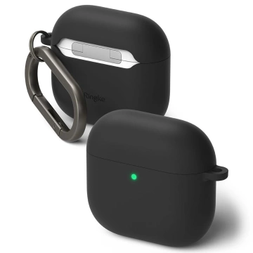 Силіконовий чохол Ringke для Apple AirPods 4 чорного кольору з карабіном