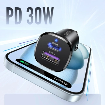 Ugreen EC305 25845 USB-C USB-A 30W autonabíjačka - čierna