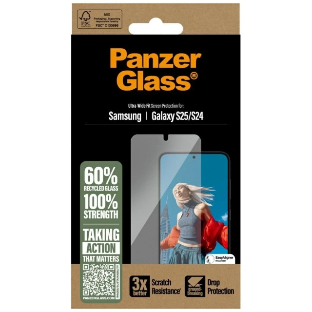 Tempered glass for Samsung Galaxy S25 PanzerGlass Ultra-Wide Fit