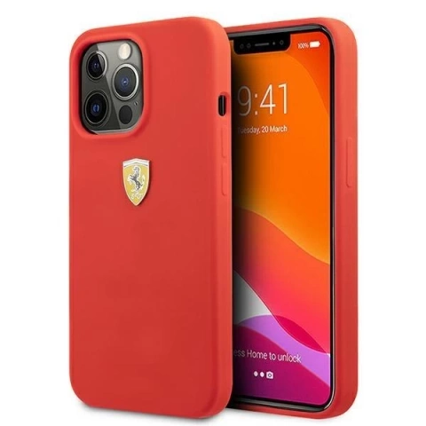 Ferrari FESSIHCP13XRE iPhone 13 Pro Max 6,7" čierne/červené pevné silikónové puzdro