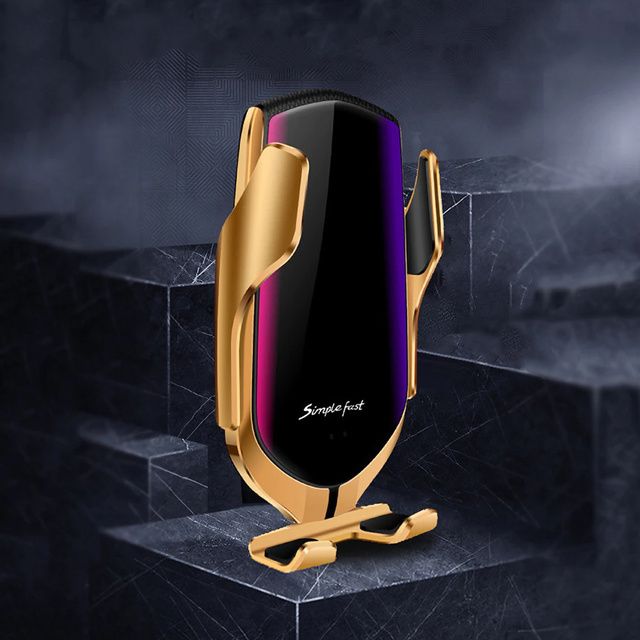 Автомобільний тримач Alogy R2 Qi індукційний зарядний пристрій для автомобіля для решітки Gold 10W