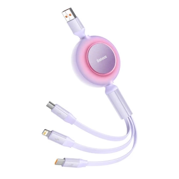 Kabel USB 3w1 Baseus Bright Mirror 3, micro USB / Lightning / USB-C, 66W / 2A, 1,1 m (fioletowy)