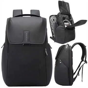 Bange Waterproof Backpack Laptop Bag 15.6" City Travel 46x30x19 cm for Work School Plane Men's Women's Black