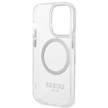 Etui Guess GUHMP14XHTRMS iPhone 14 Pro Max 6,7" srebrny/stříbrný pevný obal Metal Outline Magsafe