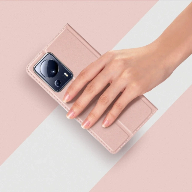 Dux Ducis Skin Pro etui do Xiaomi 13 Lite pokrowiec z klapką portfel na kartę podstawka różowe