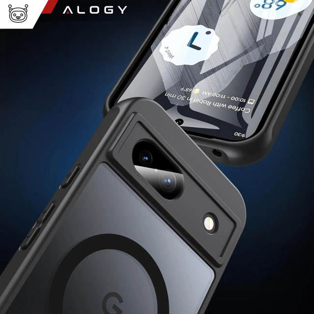 Google Pixel 8a case Alogy MagSafe Hybrid Matte Case MagMat matte black back cover