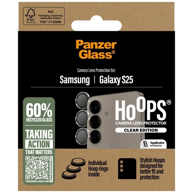 Tempered Glass for Samsung Galaxy S25 PanzerGlass Hoops Camera Lens Protector