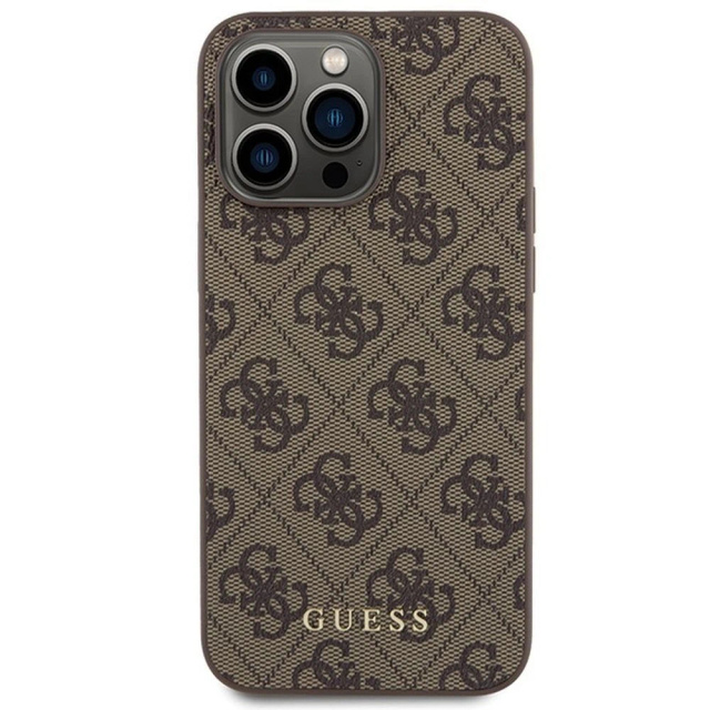 Original GUESS Hardcase GUHCP15XG4GFBR Case for iPhone 15 PRO MAX (4G Metal Logo / brown)