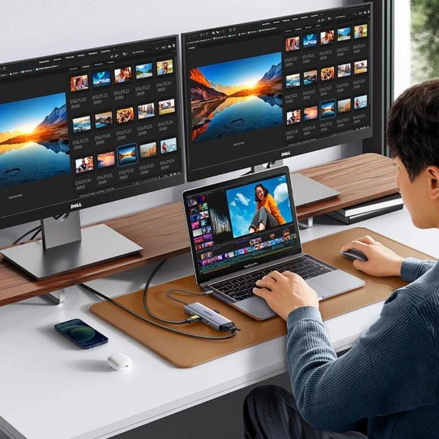 Адаптер Ugreen CM498 USB-C HDMI VGA RJ45 USB-A SD PD 100W Hub 9-в-1 сірий