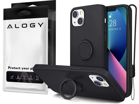 Silikónový obal Ring Ultra Slim Alogy pre Apple iPhone 13 Mini Black Glass
