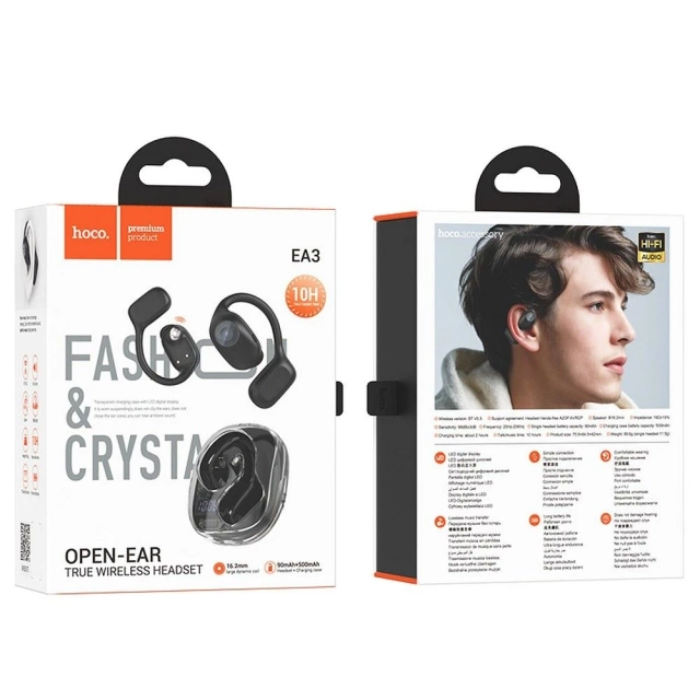 HOCO EA3 TWS Kabellose Bluetooth-Kopfhörer – Schwarz mit Ladeetui