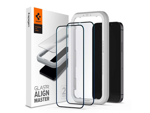 Spigen x2 ALM Glas.tR FC Glas für Apple iPhone 12/12 Pro 6.1 Schwarz